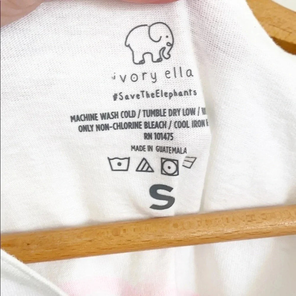 Ivory Ella White and pink elephant Boyfriend Fit Tank Top - Picture 6 of 6